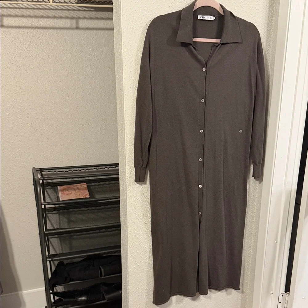 Zara Dark Brown Long Sleeve Dress - Picture 3 of 6